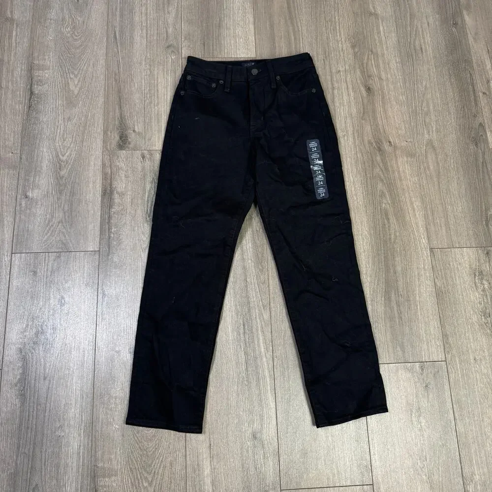 J.Crew Curvy Essential Straight-leg Jean WMNS 26 Black All-day Stretch High Rise